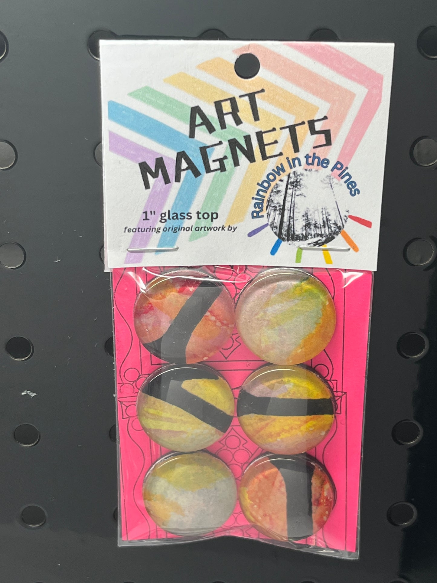 1" Glass Top Magnets featuring original artwork (Design C1, set of 6 )