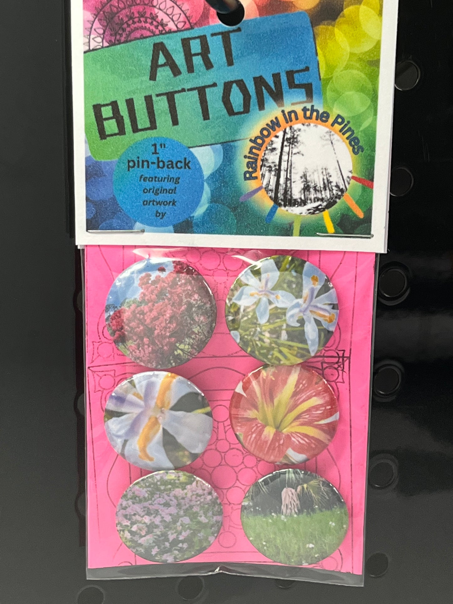 1" Art Buttons (Design J1, 6 pack)