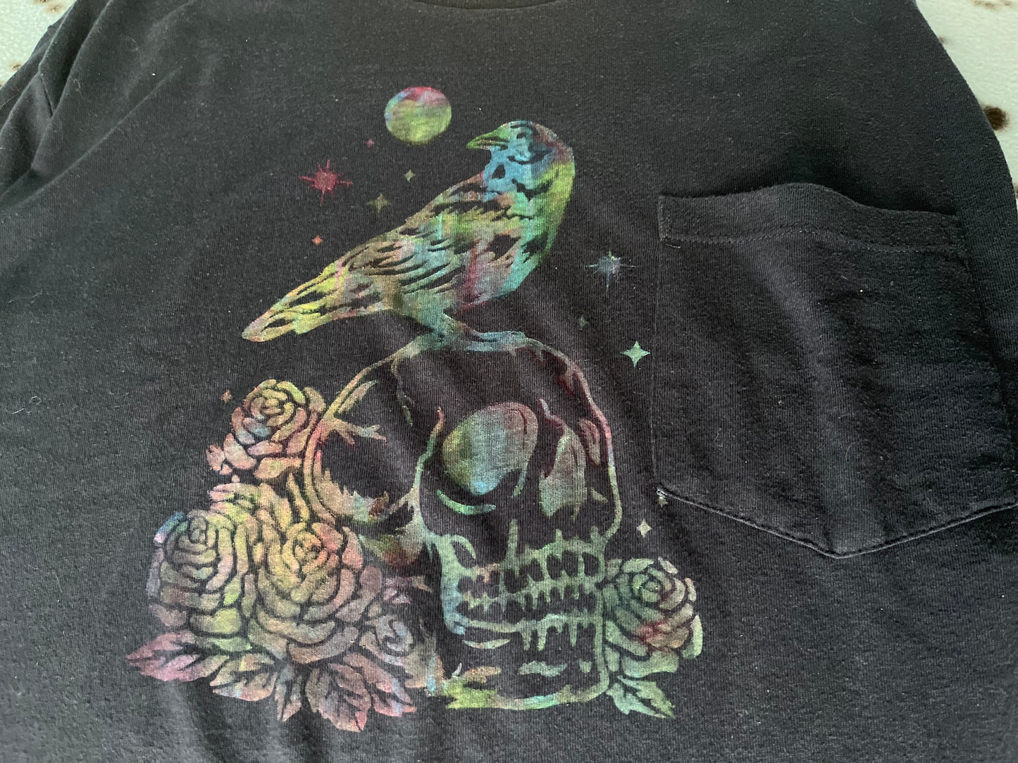 Skull with Bird and Roses Shirt (Eco-threads)
