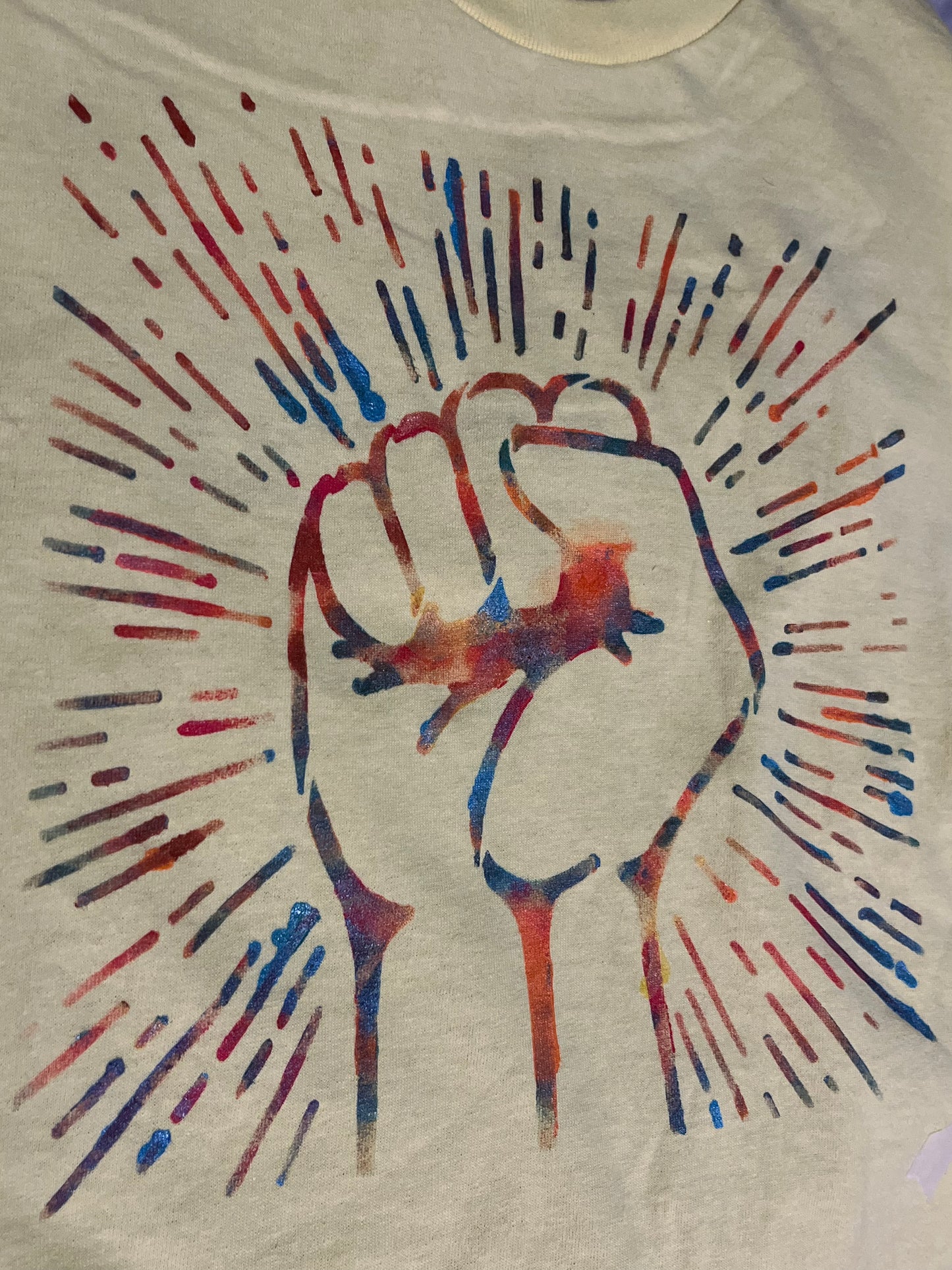 Raised Fist w Color Explosion Shirt (Eco-threads)