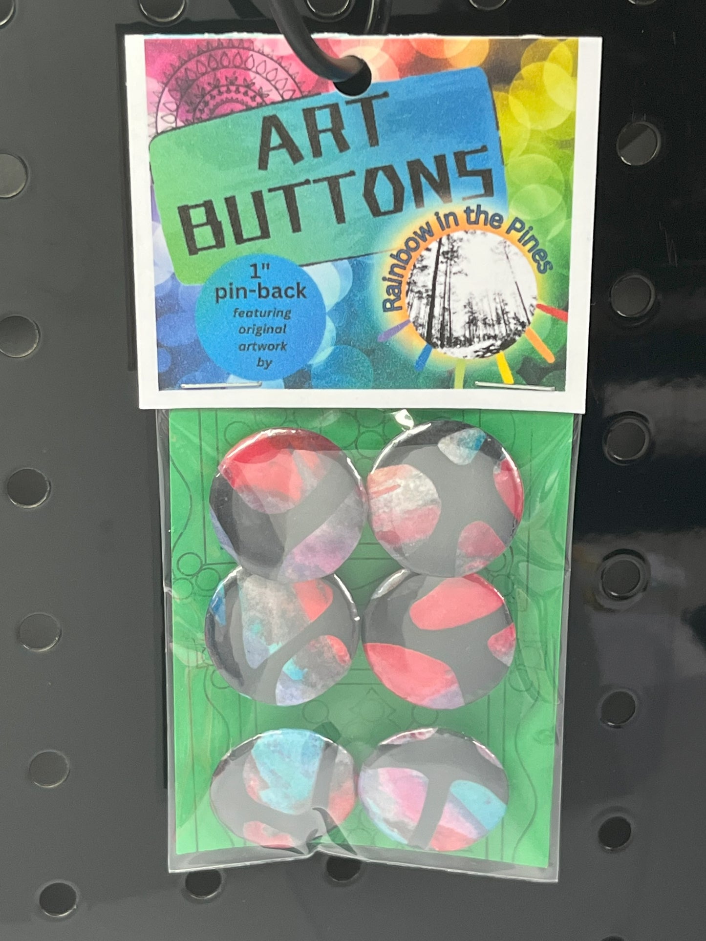 1" Art Buttons (Design O1, 6 pack)