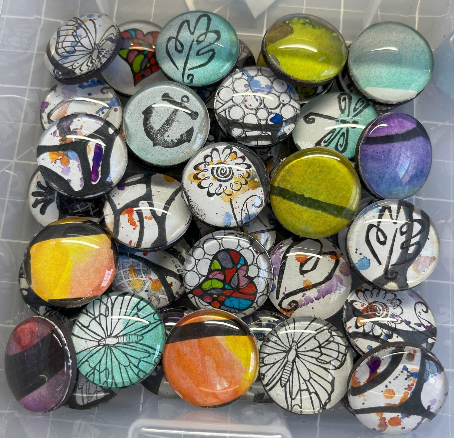Glass Top Art Magnets - Rainbow In The Pines