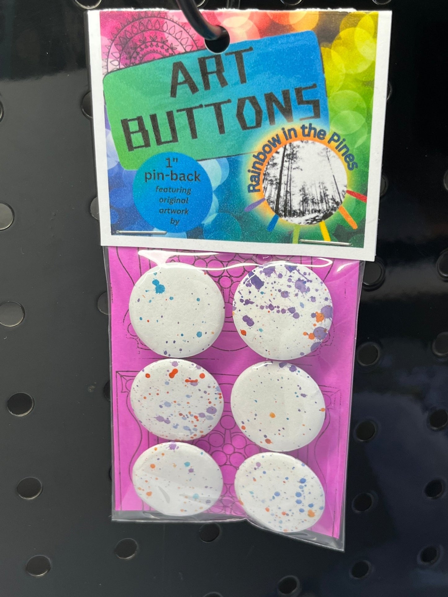 1" Art Buttons (Pin Back, 6 pack) Art Buttons (1" pin back) - Rainbow In The Pines