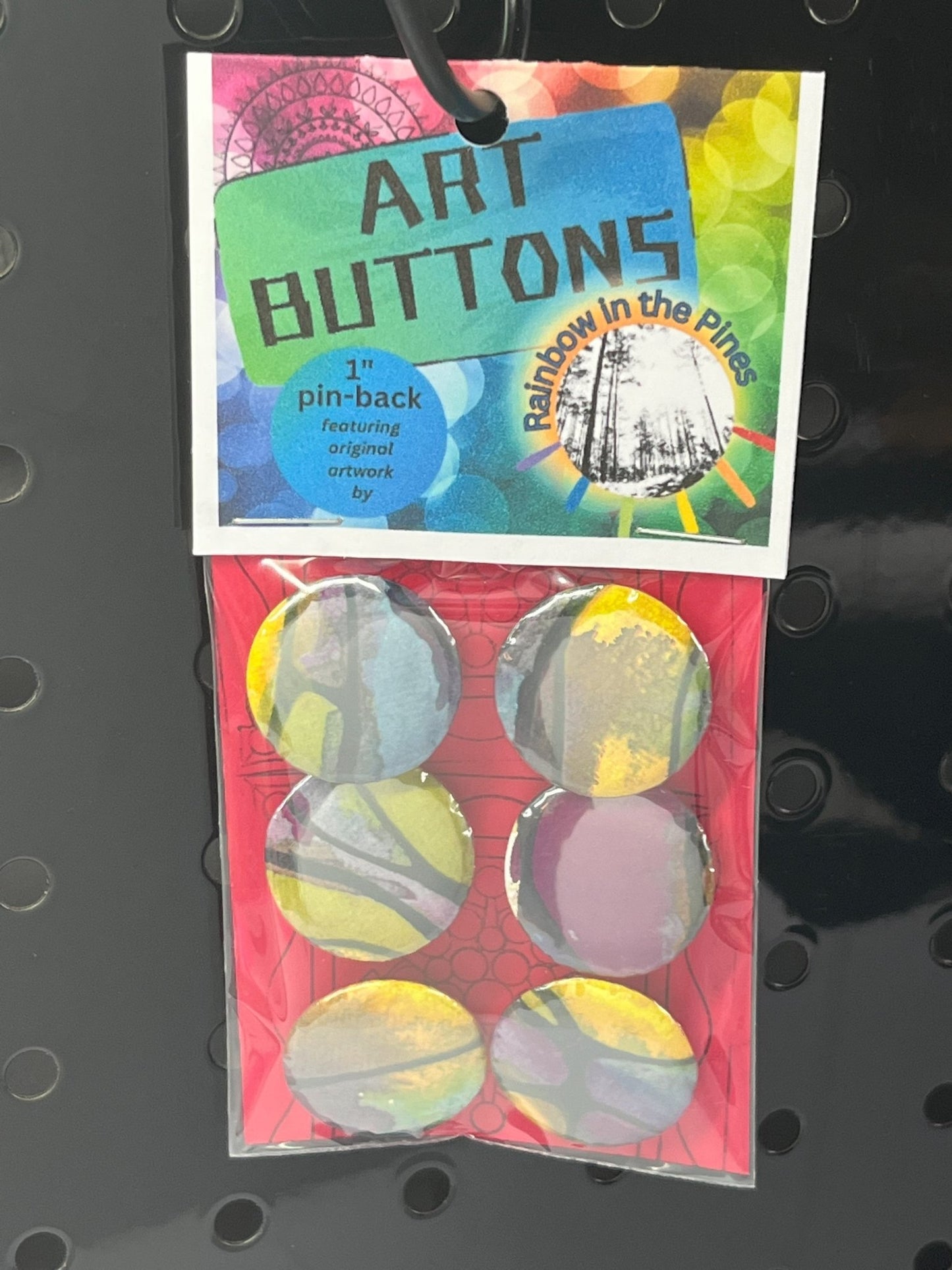1" Art Buttons (Pin Back, 6 pack) Art Buttons (1" pin back) - Rainbow In The Pines