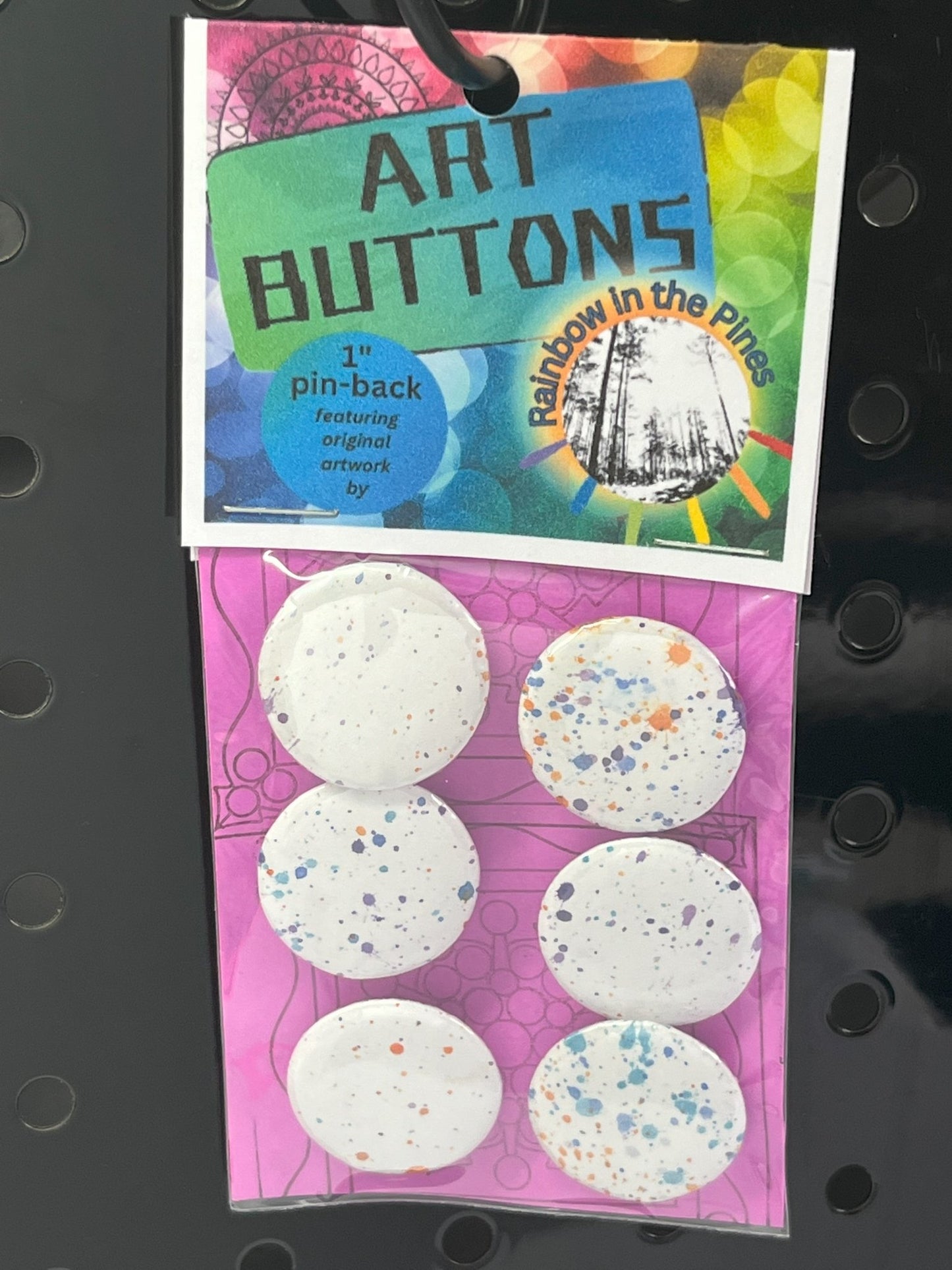 1" Art Buttons (Pin Back, 6 pack) Art Buttons (1" pin back) - Rainbow In The Pines