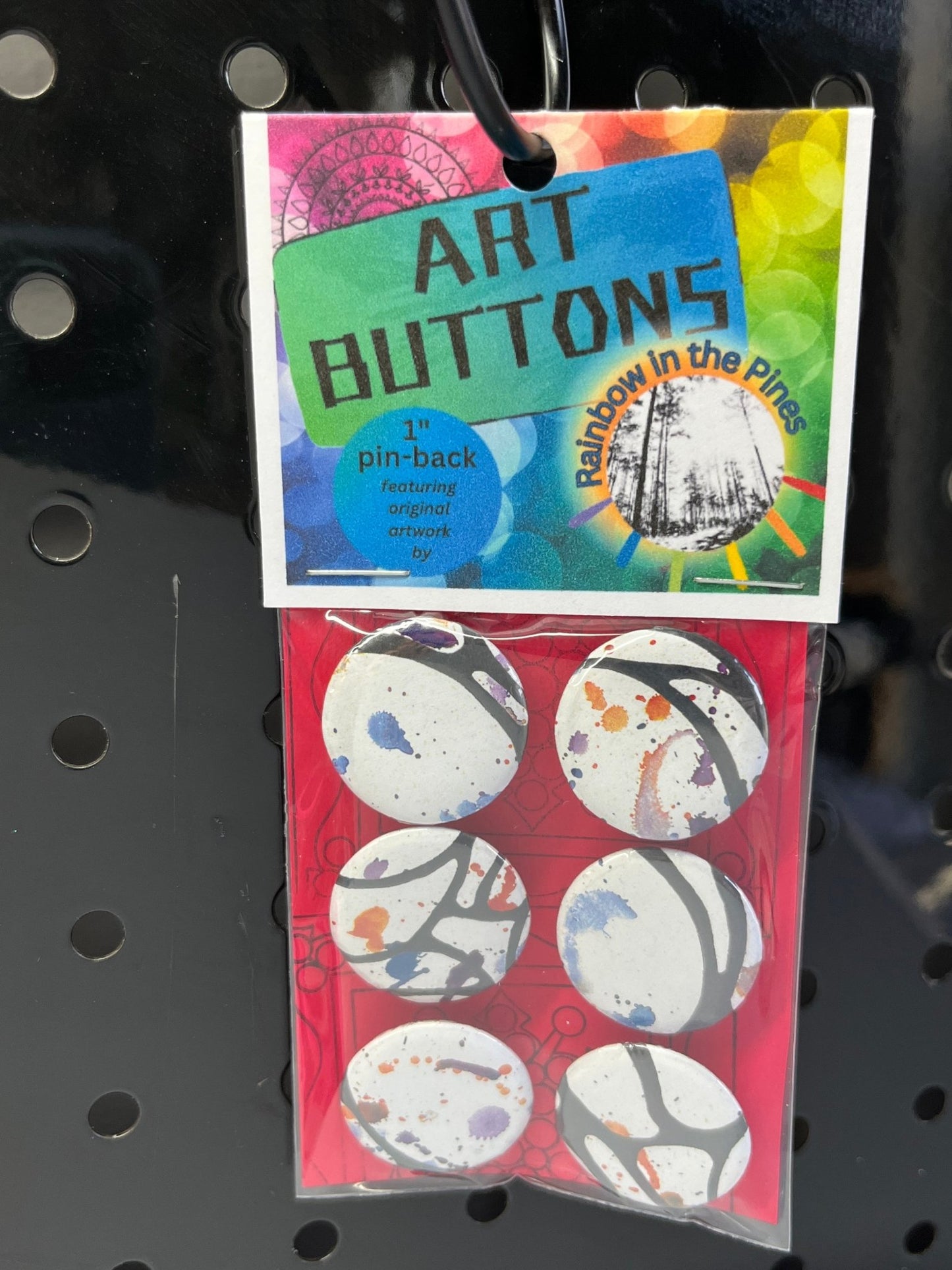 1" Art Buttons (Pin Back, 6 pack) Art Buttons (1" pin back) - Rainbow In The Pines