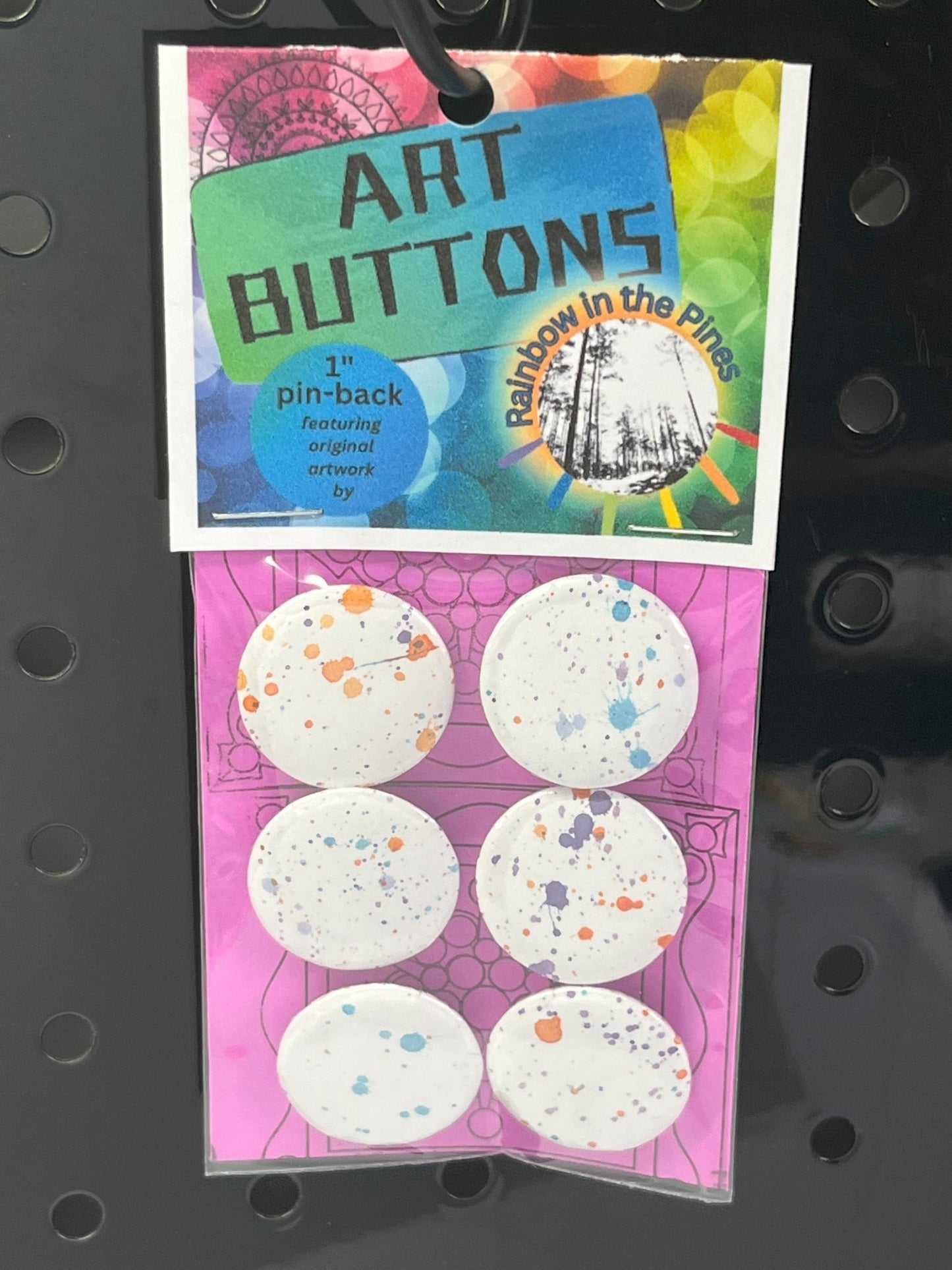 1" Art Buttons (Pin Back, 6 pack) Art Buttons (1" pin back) - Rainbow In The Pines