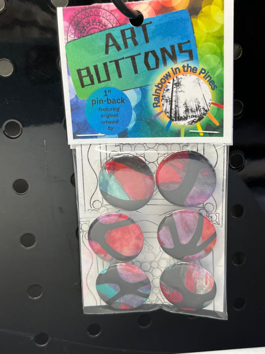1" Art Buttons (Pin Back, 6 pack) Art Buttons (1" pin back) - Rainbow In The Pines