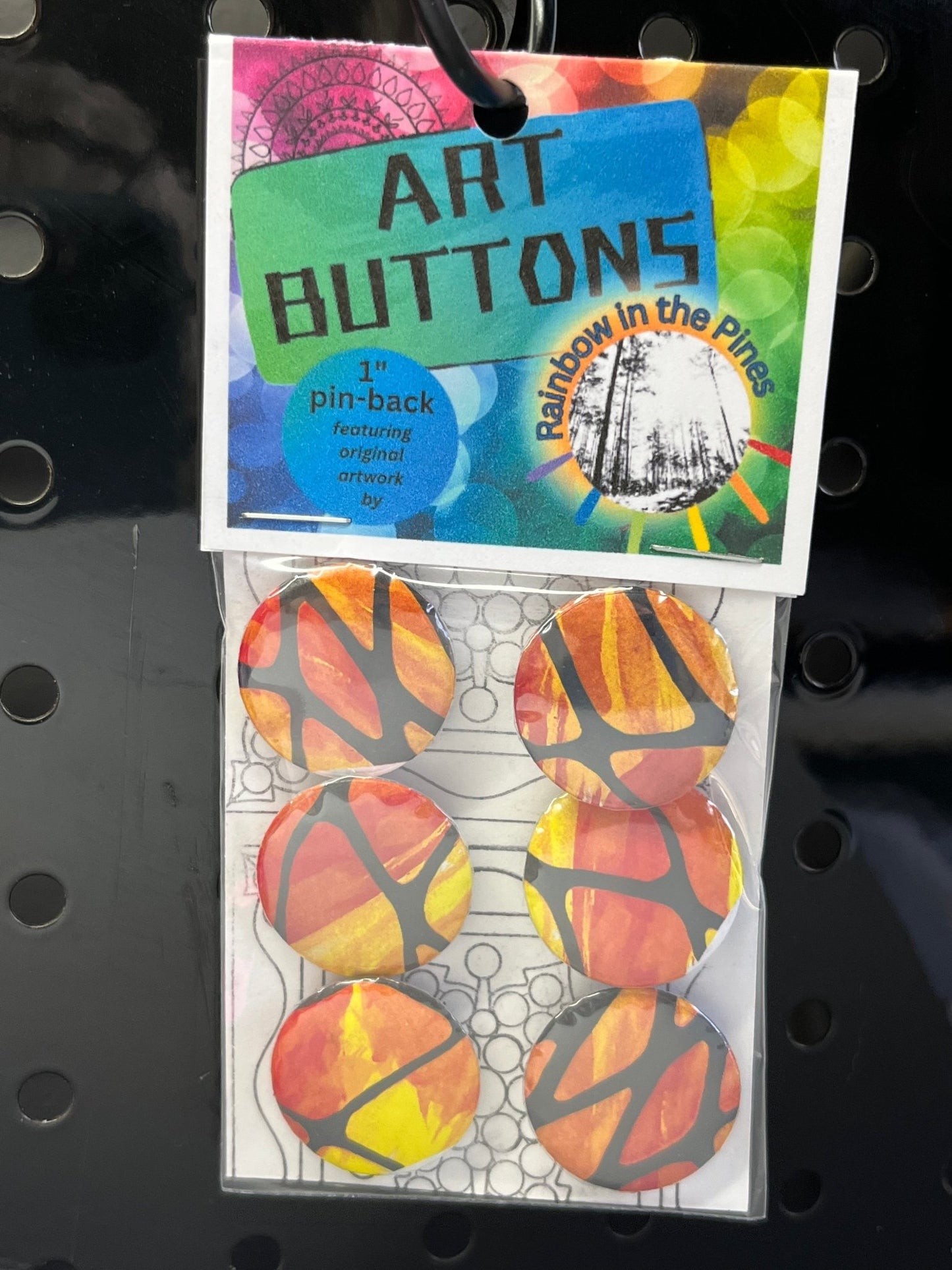 1" Art Buttons (Pin Back, 6 pack) Art Buttons (1" pin back) - Rainbow In The Pines