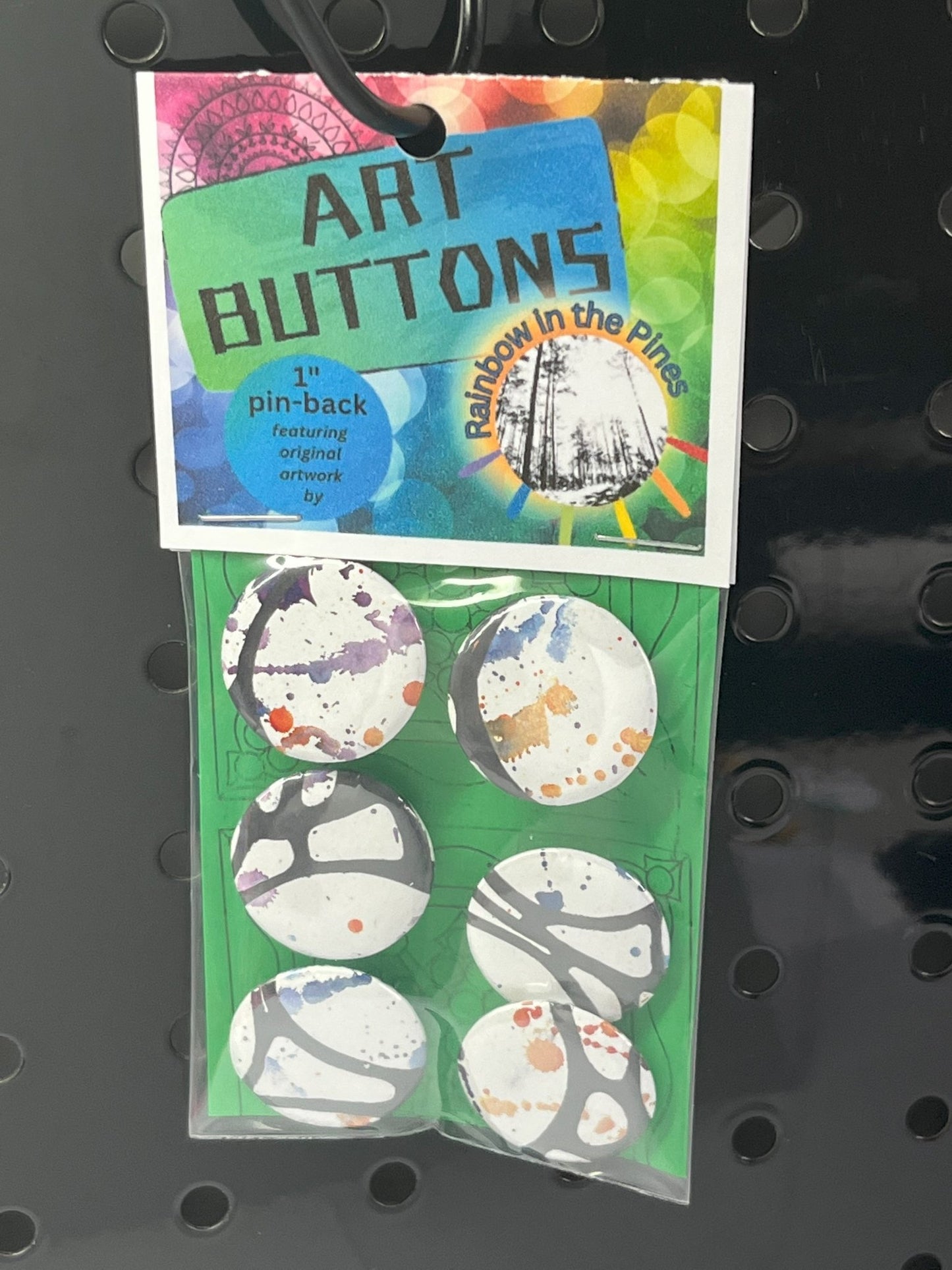 1" Art Buttons (Pin Back, 6 pack) Art Buttons (1" pin back) - Rainbow In The Pines