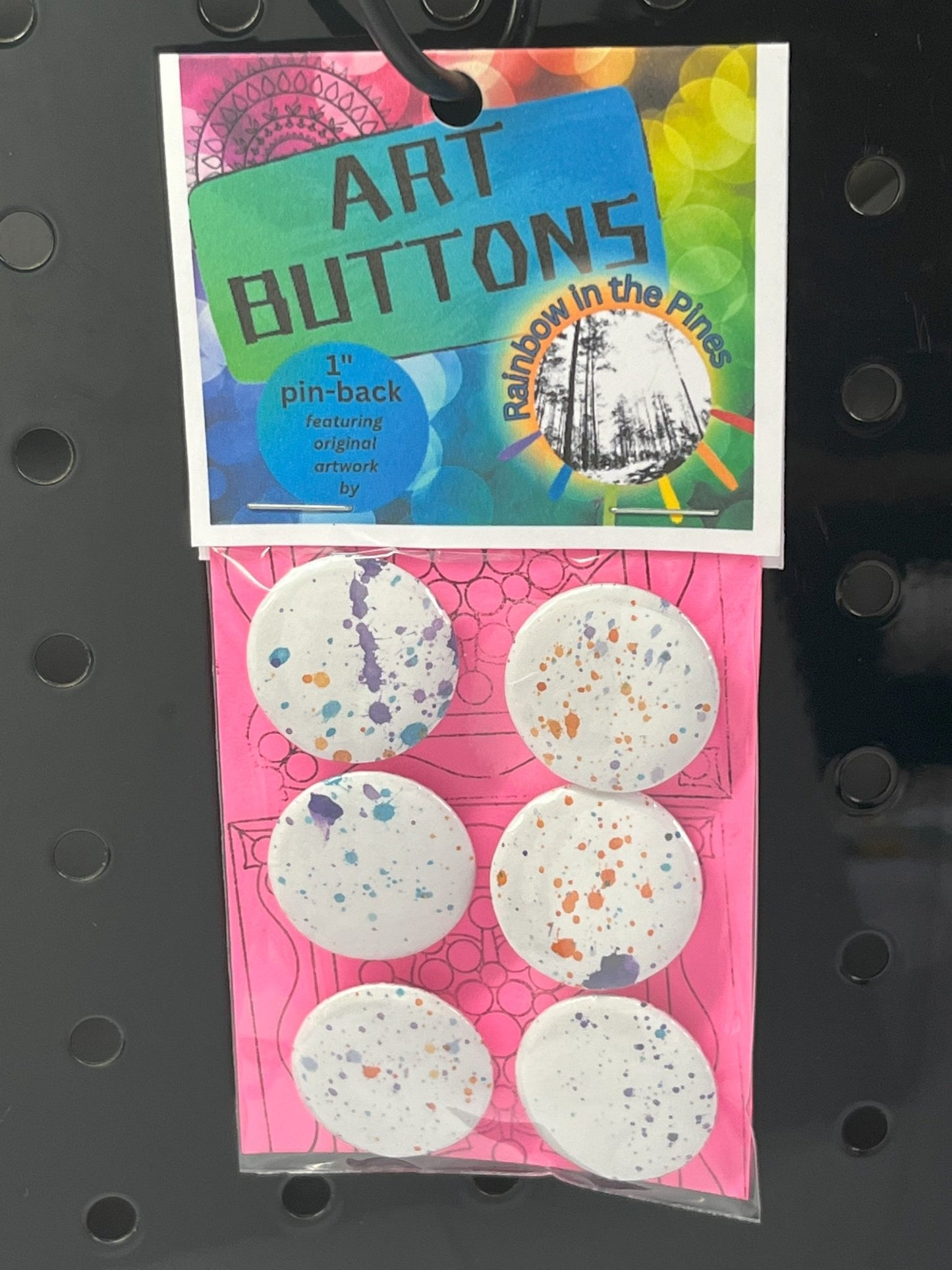 1" Art Buttons (Pin Back, 6 pack) Art Buttons (1" pin back) - Rainbow In The Pines