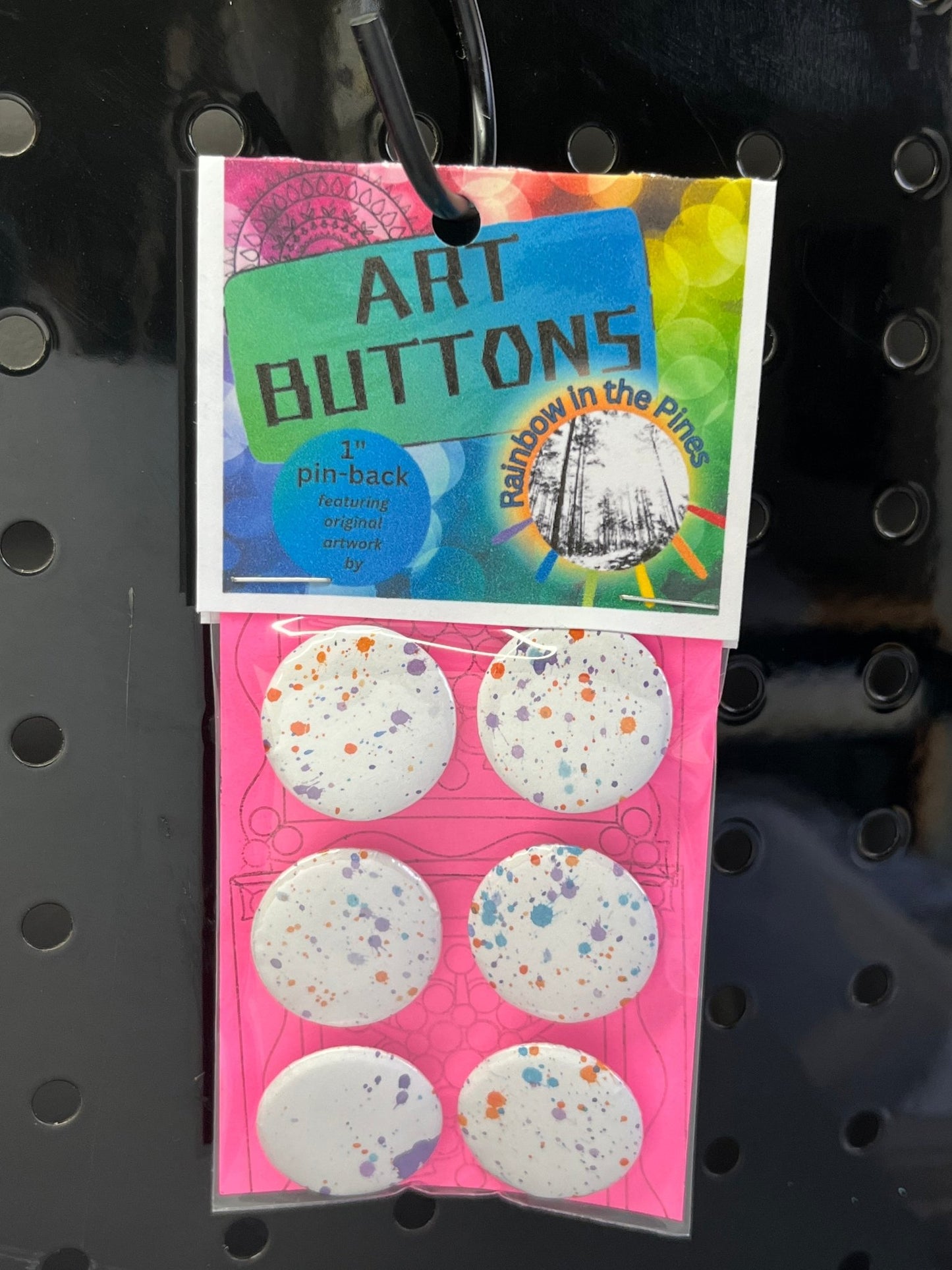 1" Art Buttons (Pin Back, 6 pack) Art Buttons (1" pin back) - Rainbow In The Pines