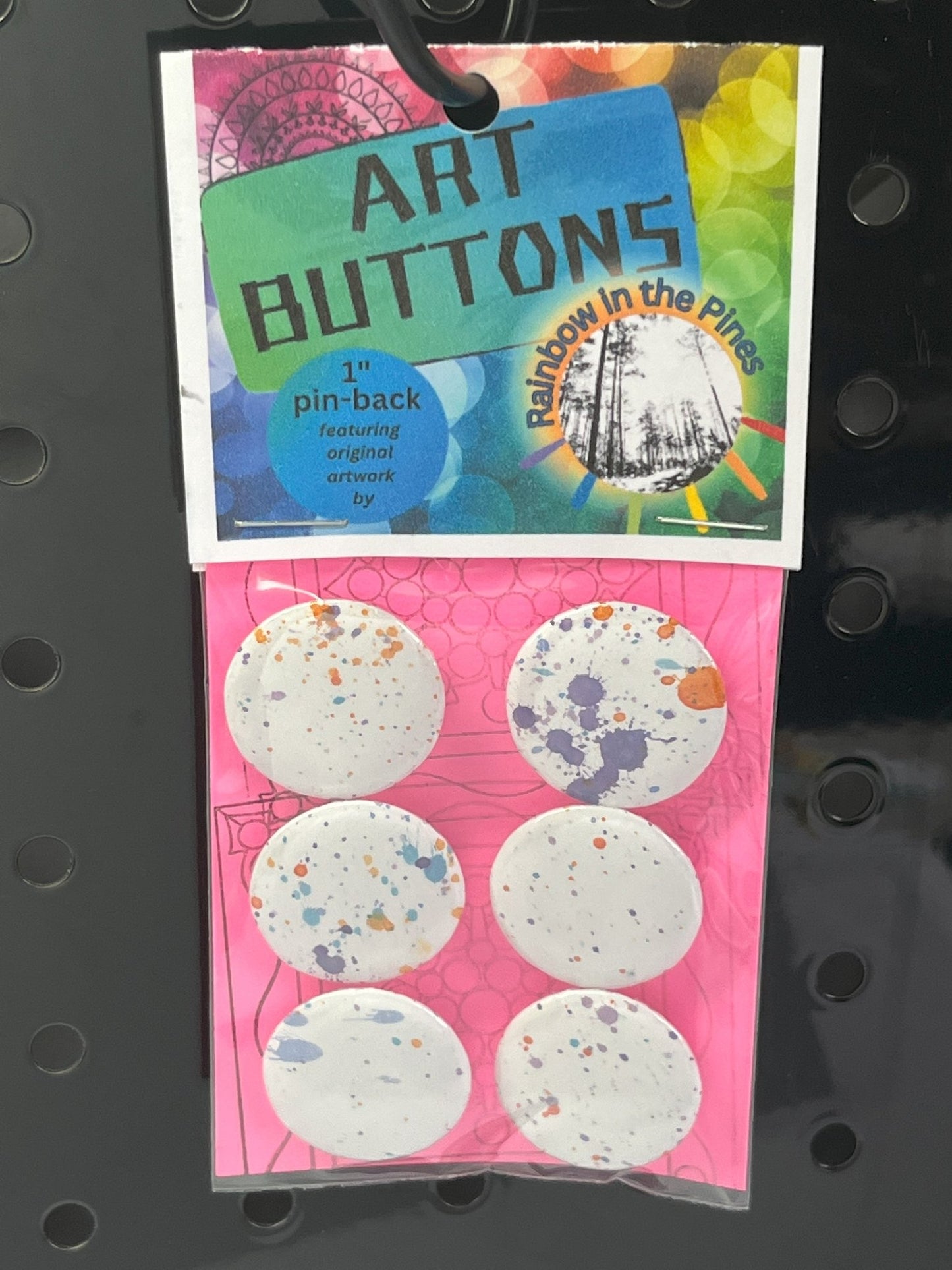 1" Art Buttons (Pin Back, 6 pack) Art Buttons (1" pin back) - Rainbow In The Pines
