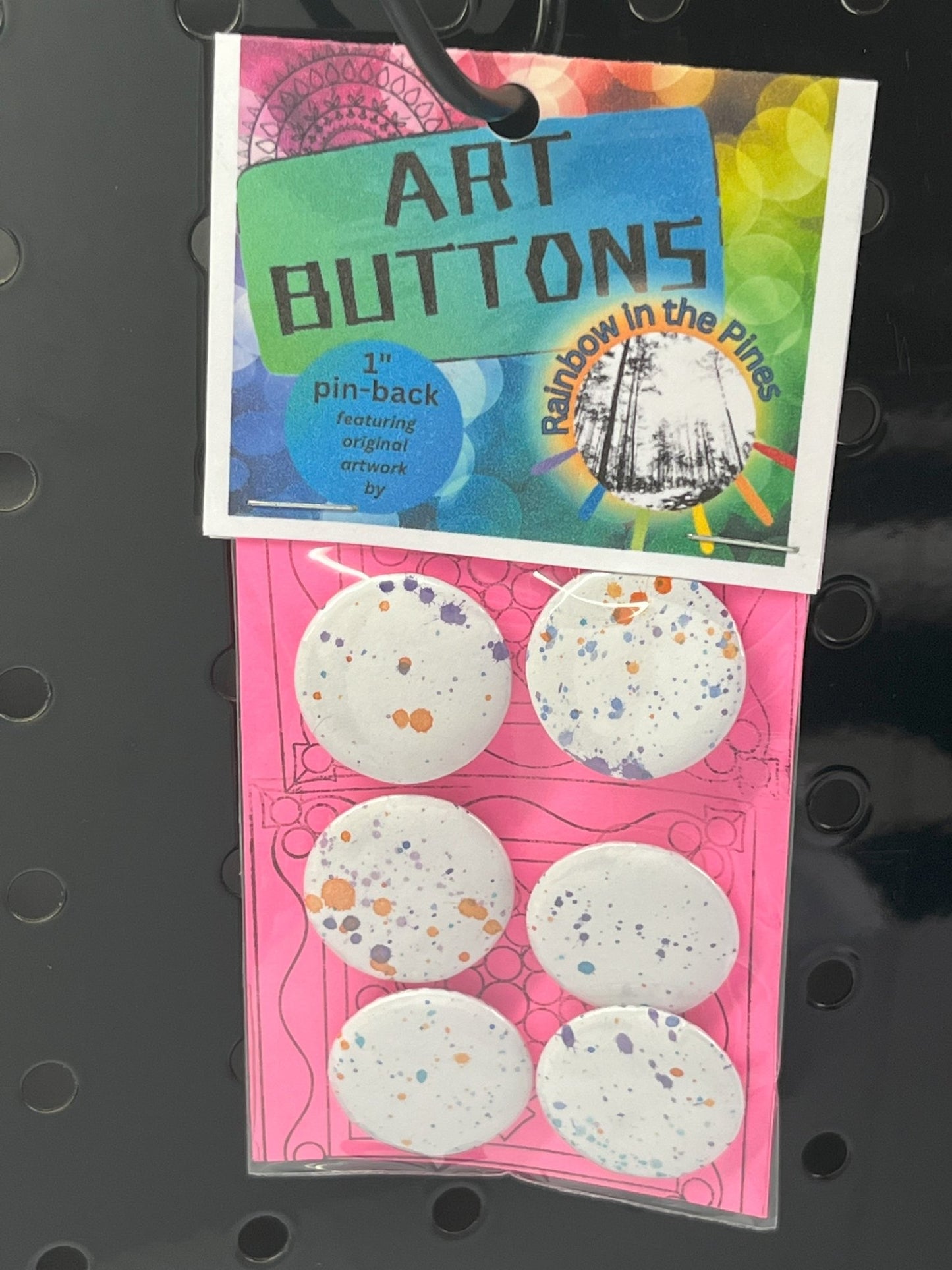 1" Art Buttons (Pin Back, 6 pack) Art Buttons (1" pin back) - Rainbow In The Pines