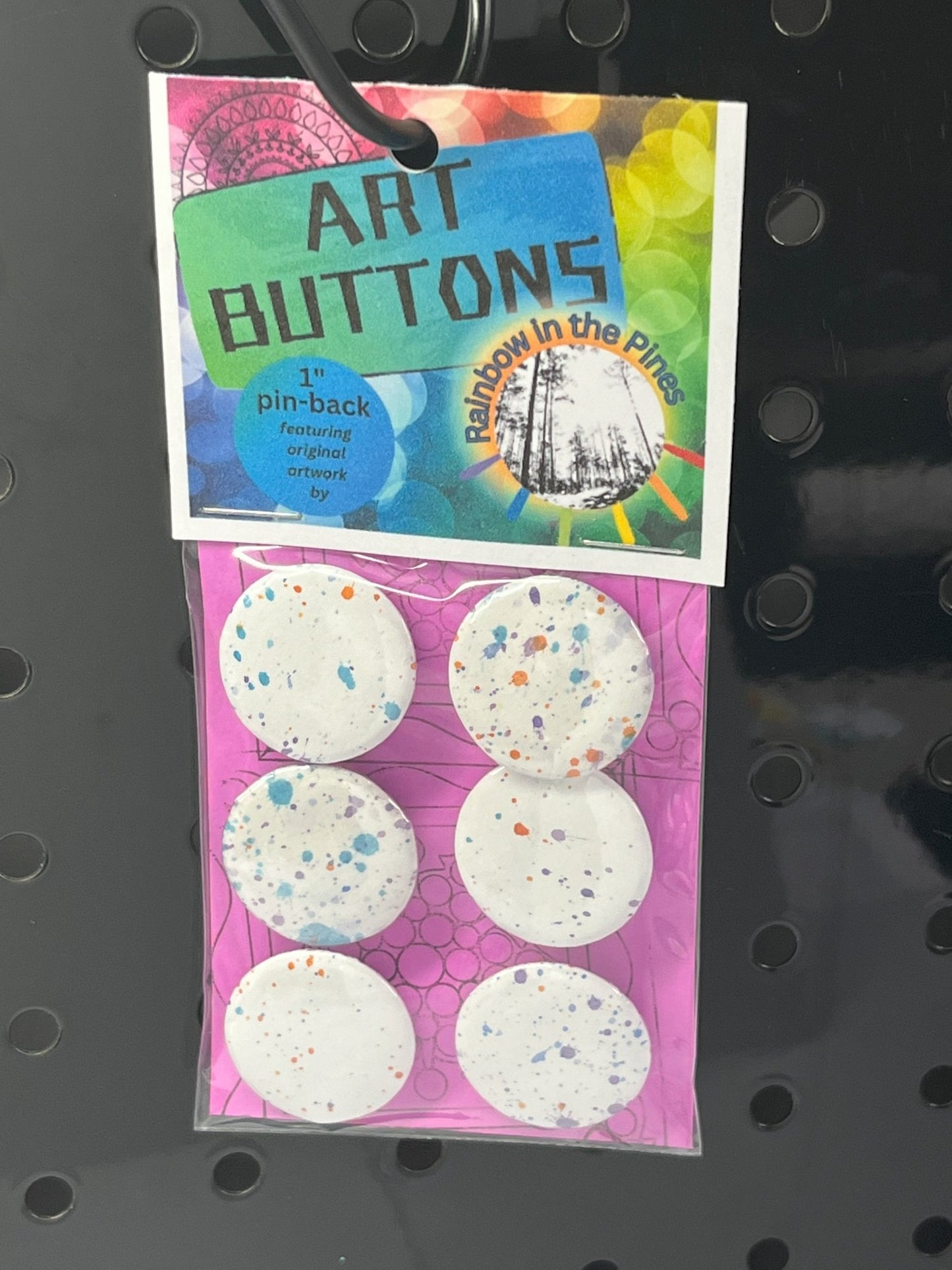 1" Art Buttons (Pin Back, 6 pack) Art Buttons (1" pin back) - Rainbow In The Pines