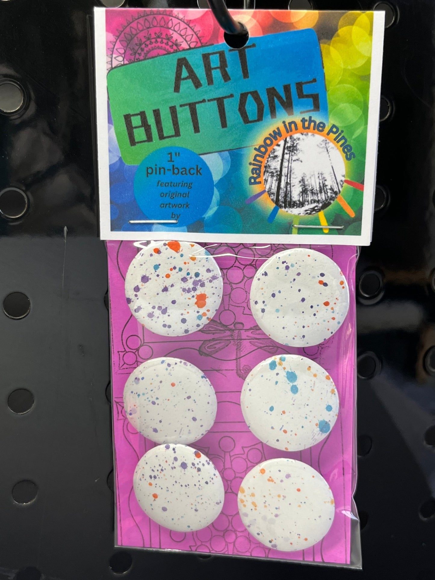 1" Art Buttons (Pin Back, 6 pack) Art Buttons (1" pin back) - Rainbow In The Pines