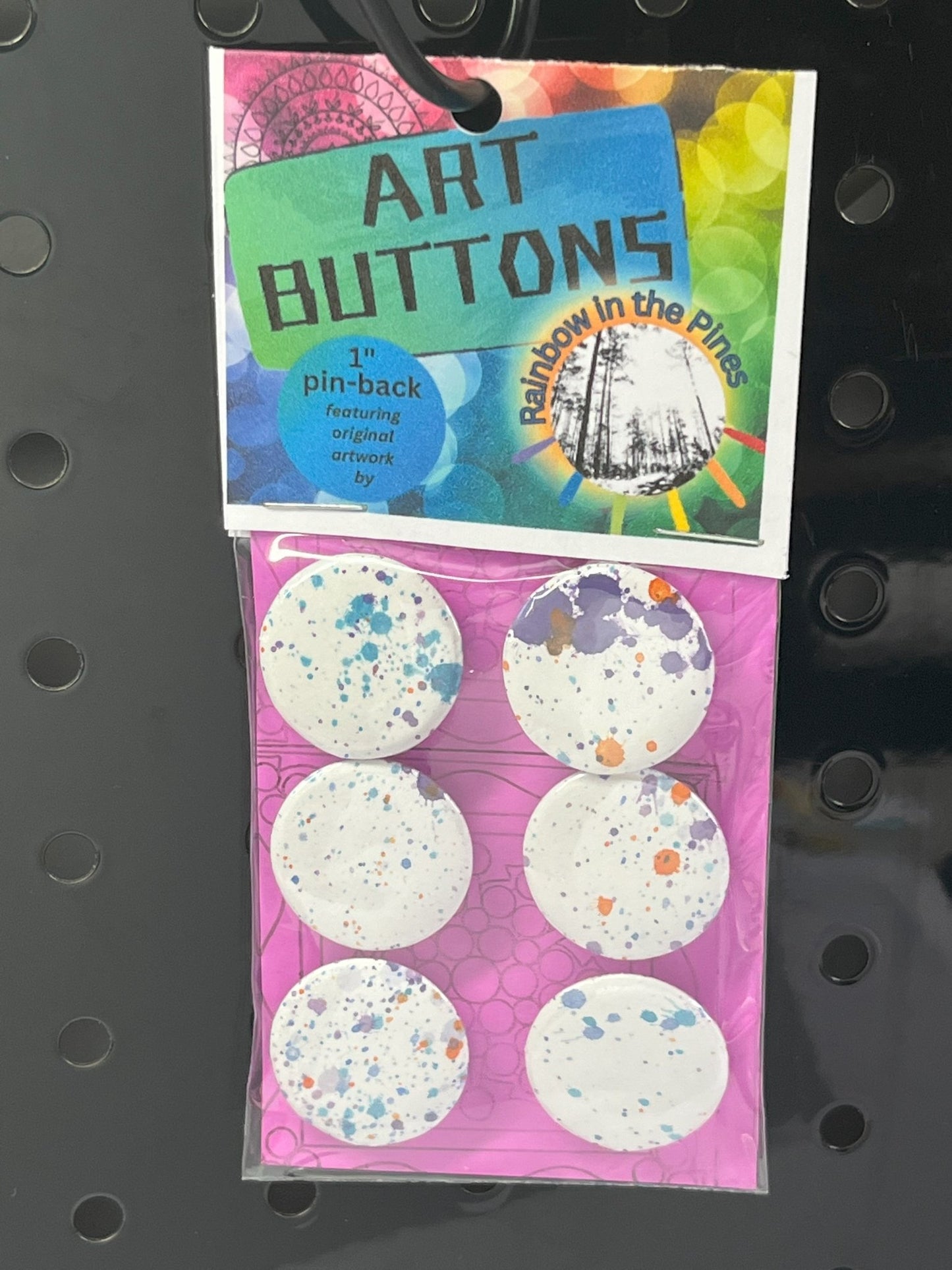 1" Art Buttons (Pin Back, 6 pack) Art Buttons (1" pin back) - Rainbow In The Pines