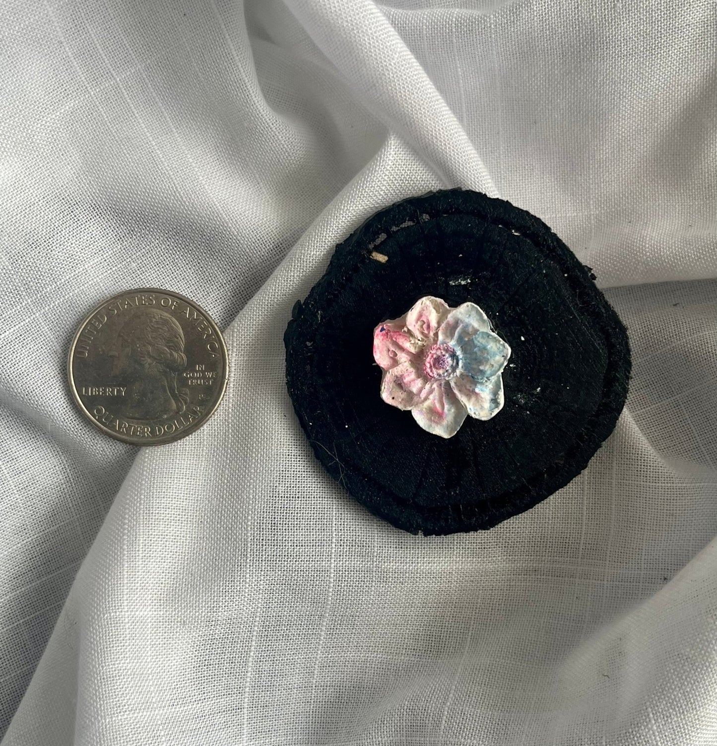 Blue & Pink Flower Magnet Wood and Clay Magnet - Rainbow In The Pines