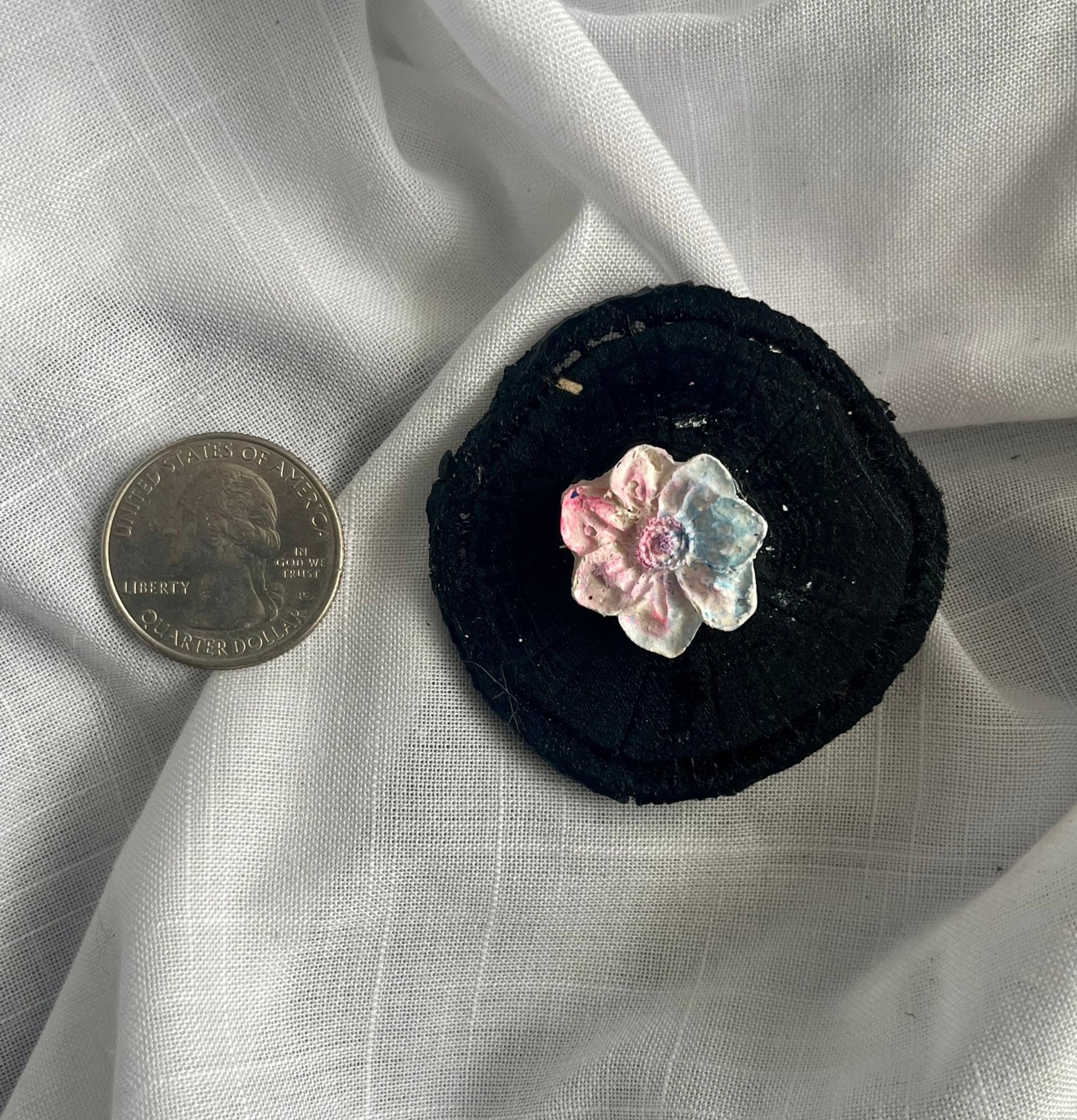 Blue & Pink Flower Magnet Wood and Clay Magnet - Rainbow In The Pines