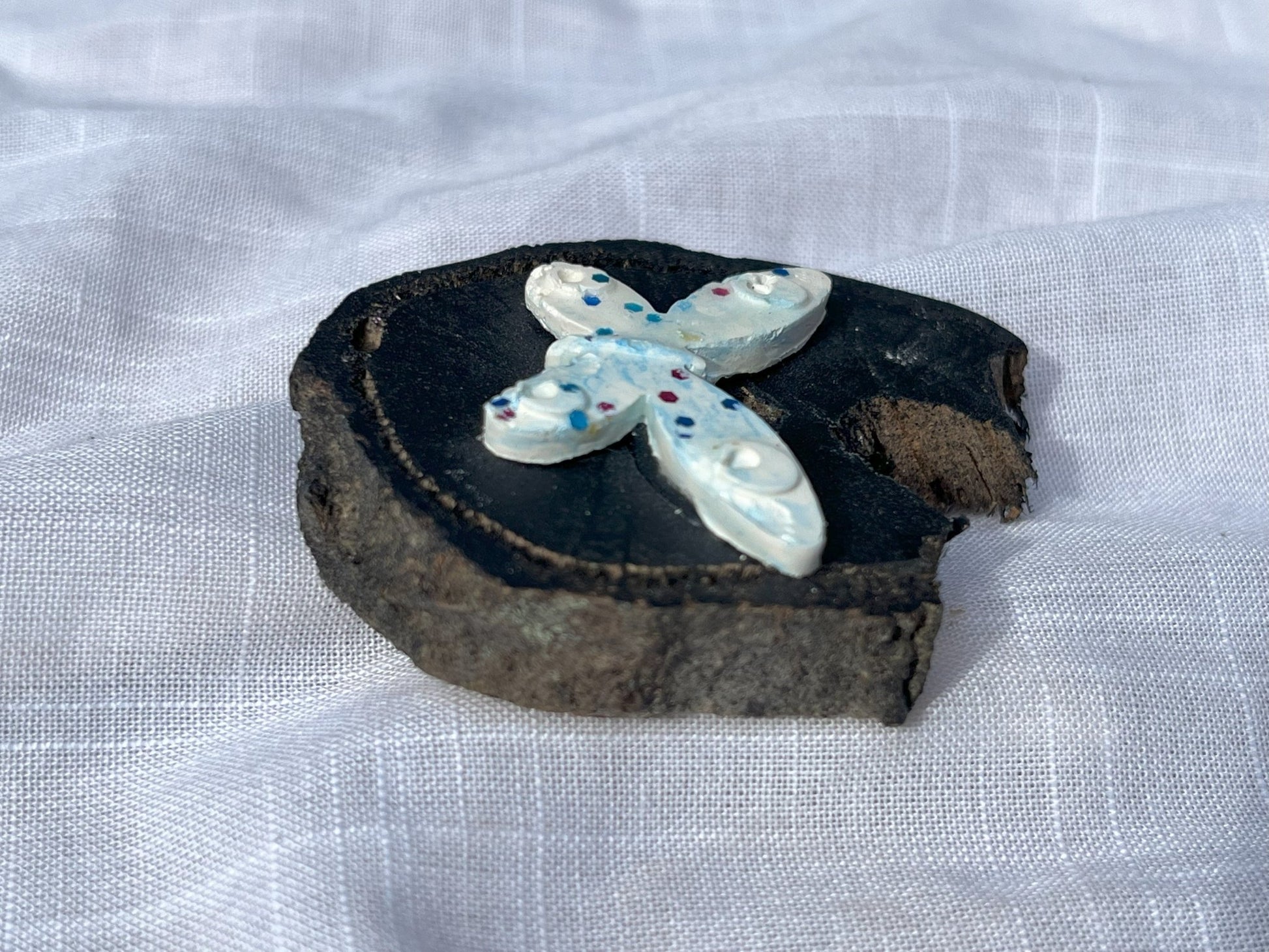 Butterfly Magnet (Blue Small) Wood and Clay Magnet - Rainbow In The Pines