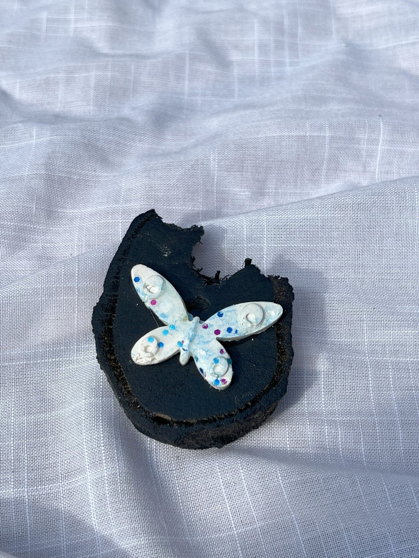 Butterfly Magnet (Blue Small) Wood and Clay Magnet - Rainbow In The Pines