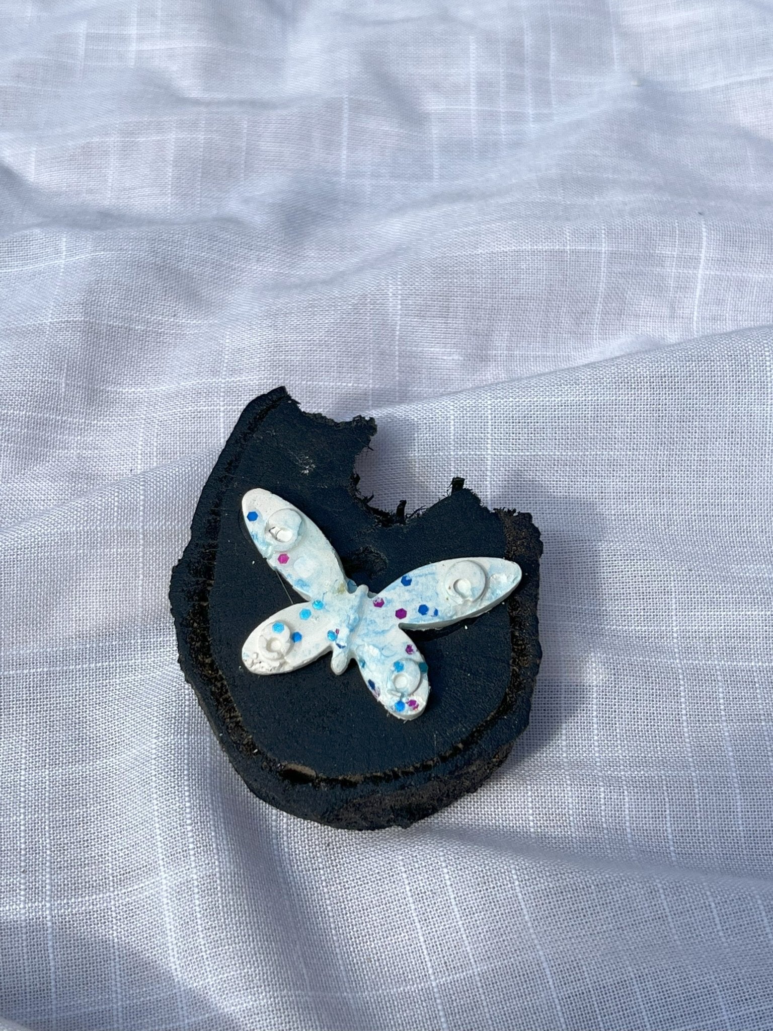 Butterfly Magnet (Blue Small) Wood and Clay Magnet - Rainbow In The Pines