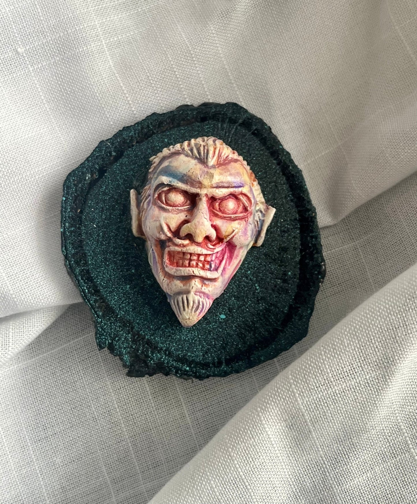 Devil Face Magnet Wood and Clay Magnet - Rainbow In The Pines