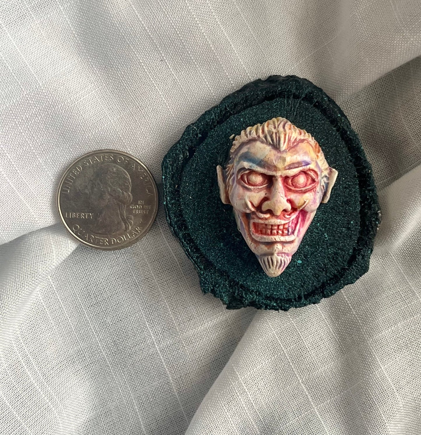Devil Face Magnet Wood and Clay Magnet - Rainbow In The Pines