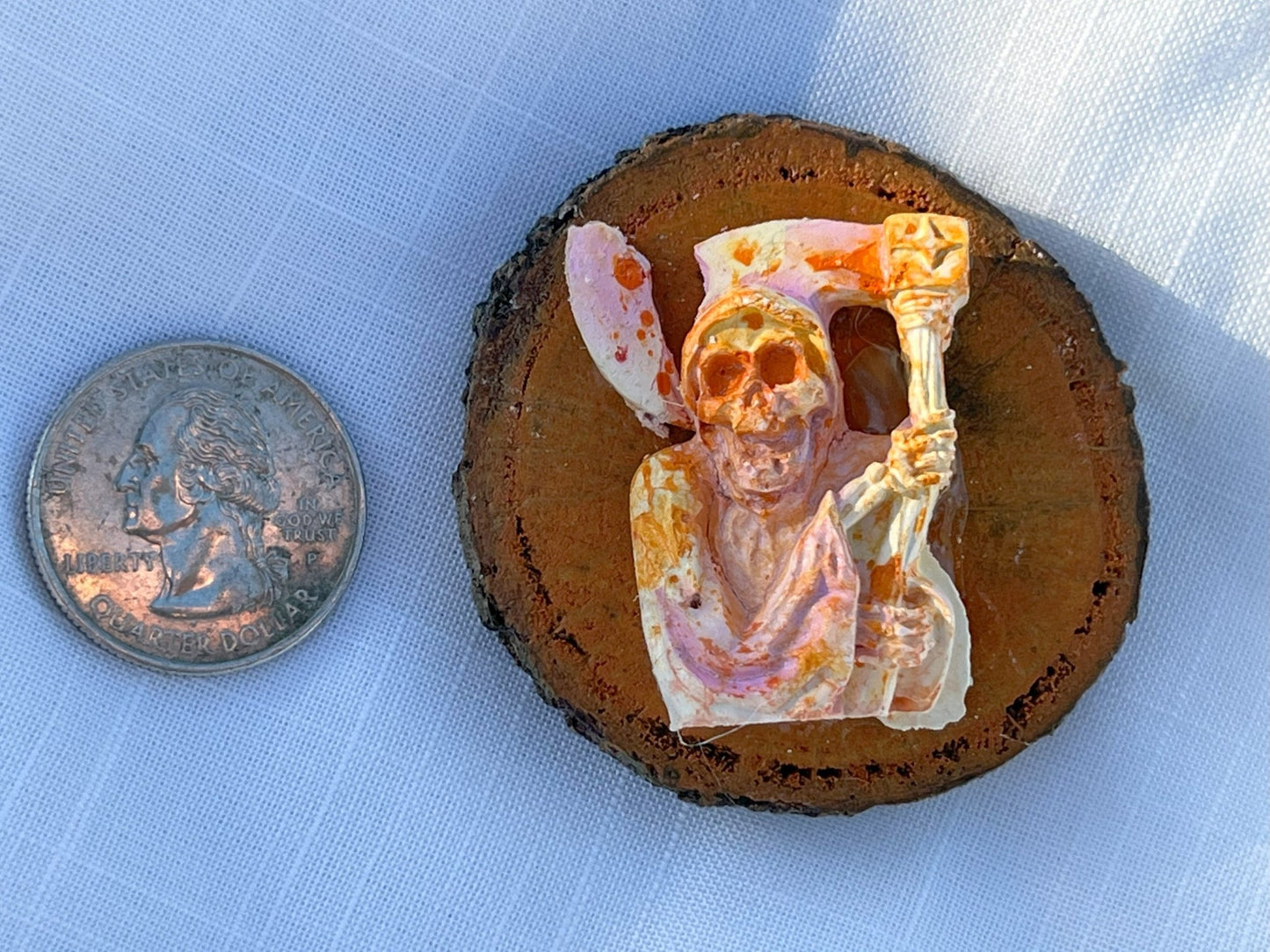 Grim Reaper Magnet Wood and Clay Magnet - Rainbow In The Pines