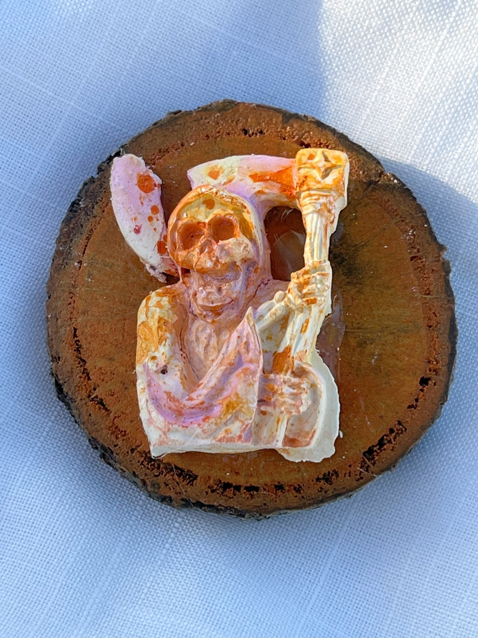 Grim Reaper Magnet Wood and Clay Magnet - Rainbow In The Pines