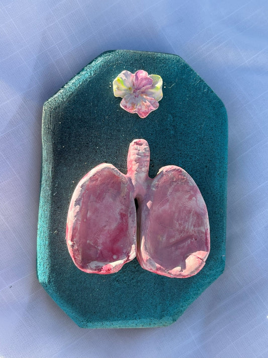 Lungs and Flower Magnet Wood and Clay Magnet - Rainbow In The Pines