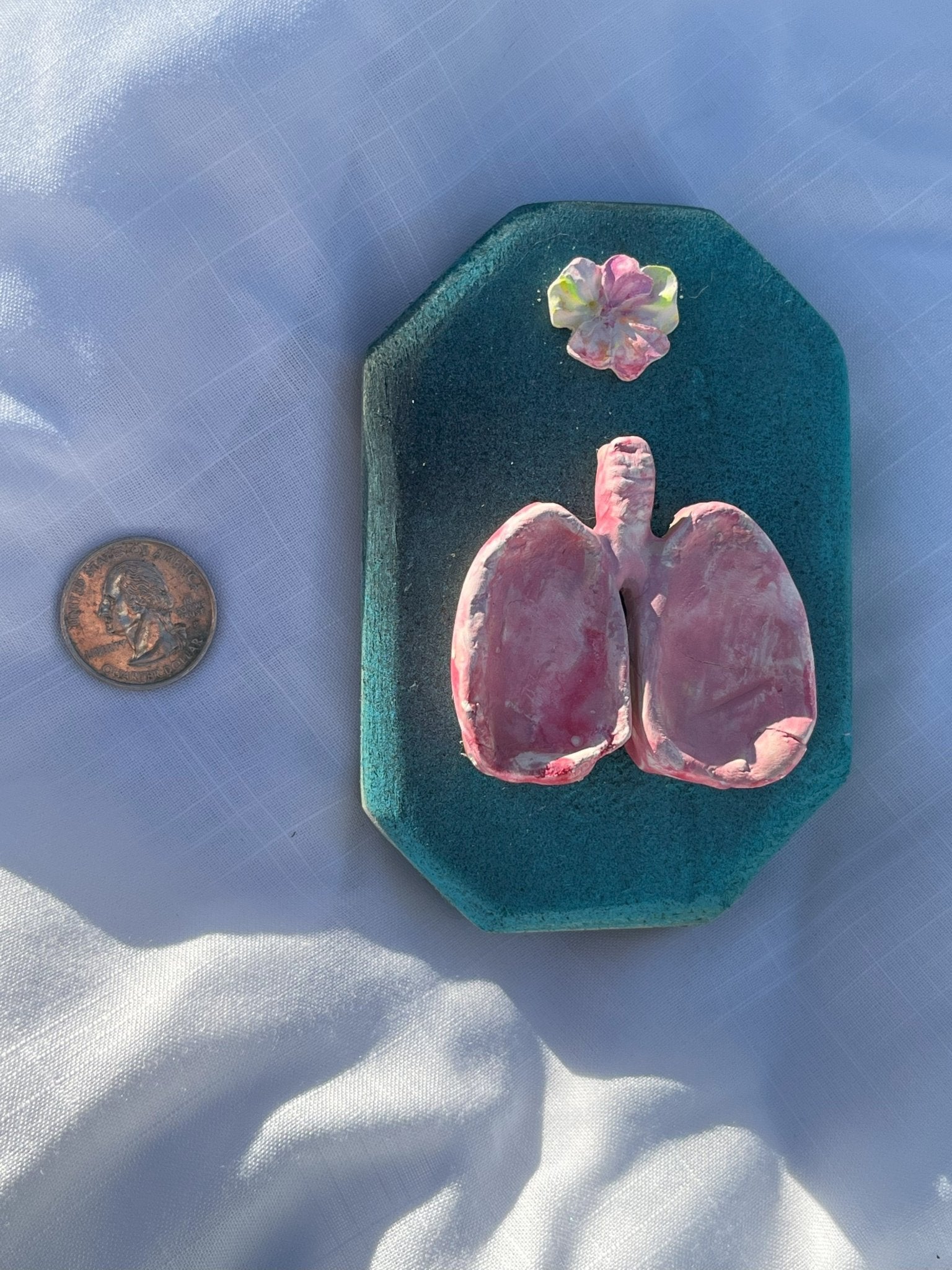 Lungs and Flower Magnet Wood and Clay Magnet - Rainbow In The Pines