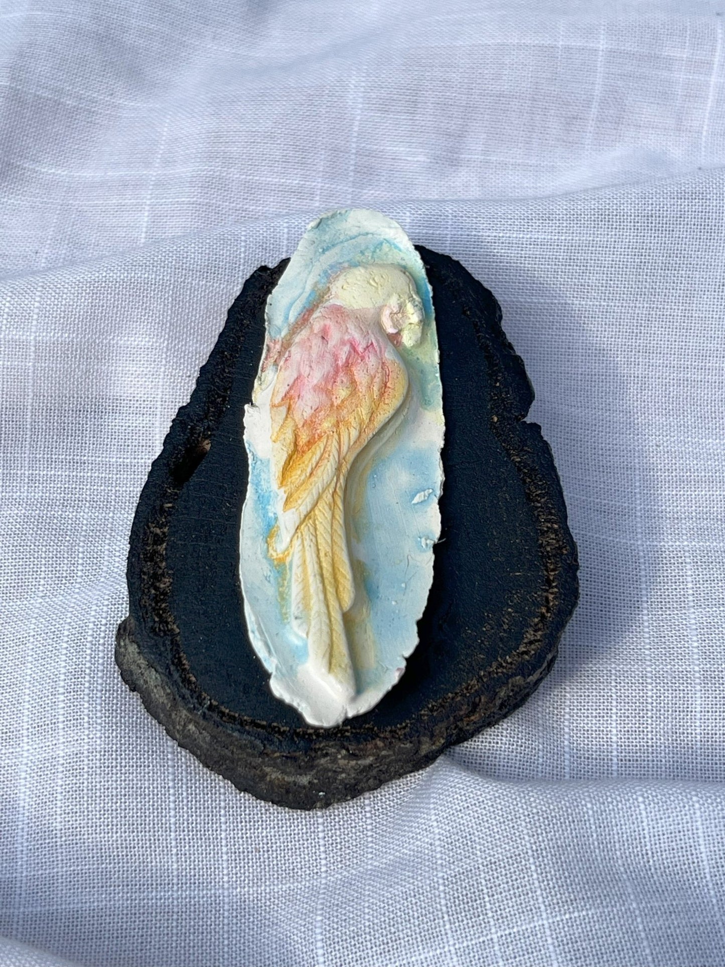 Parrot Magnet (Tiny) Wood and Clay Magnet - Rainbow In The Pines