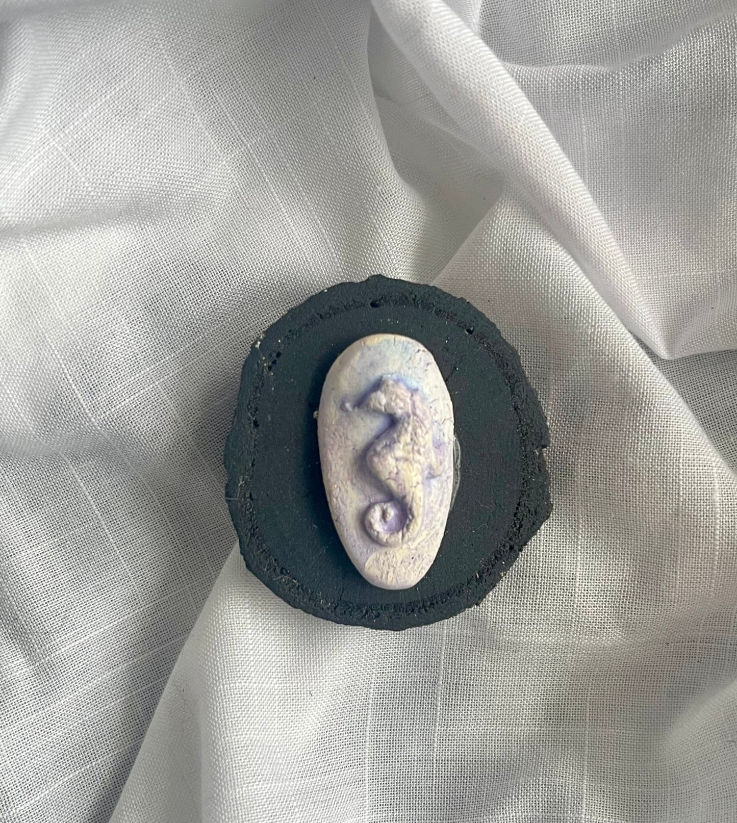 Seahorse Magnet - Blue & Purple Wood and Clay Magnet - Rainbow In The Pines