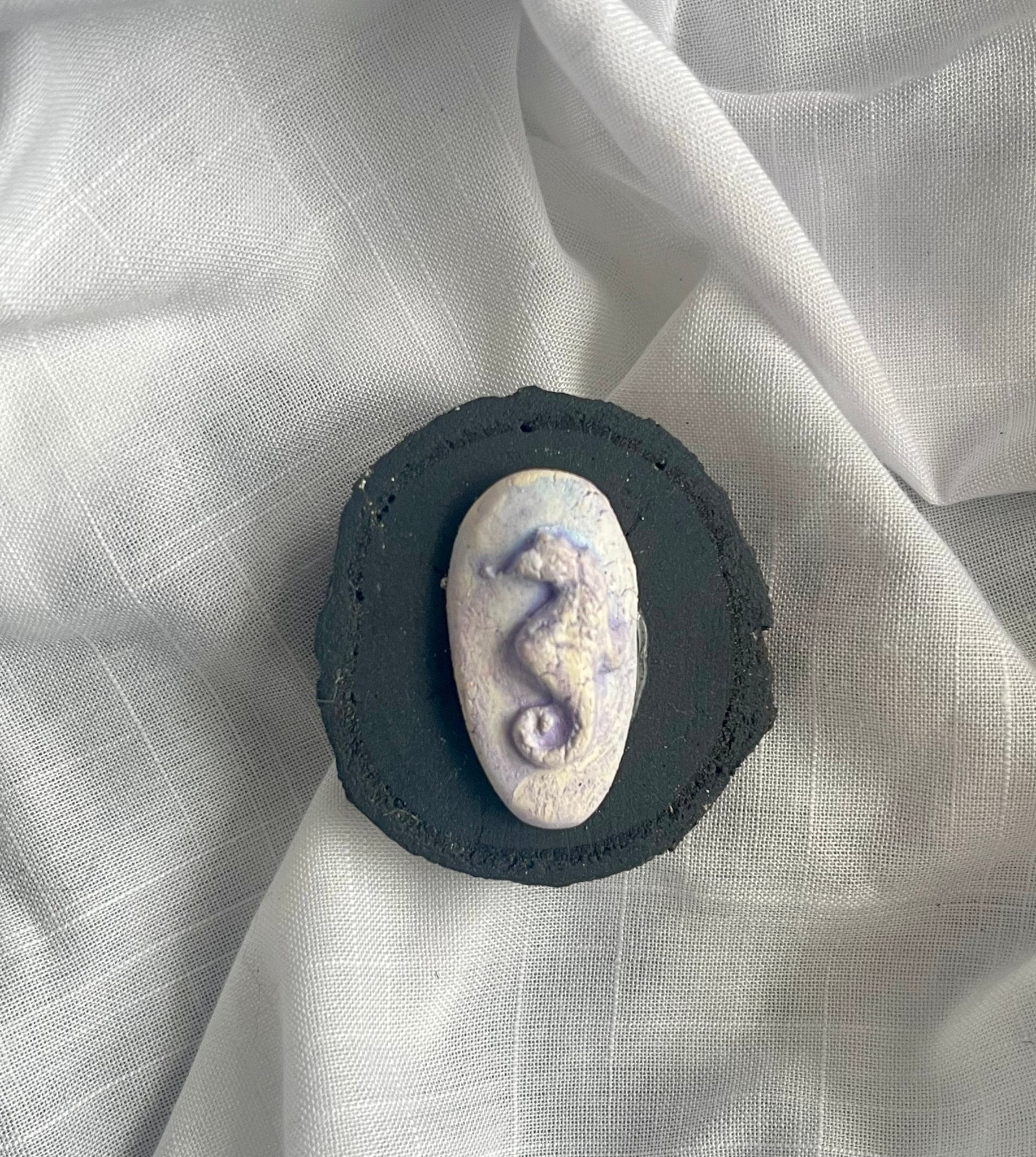 Seahorse Magnet - Blue & Purple Wood and Clay Magnet - Rainbow In The Pines