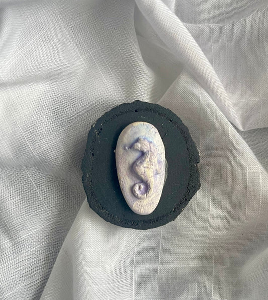 Seahorse Magnet - Blue & Purple Wood and Clay Magnet - Rainbow In The Pines