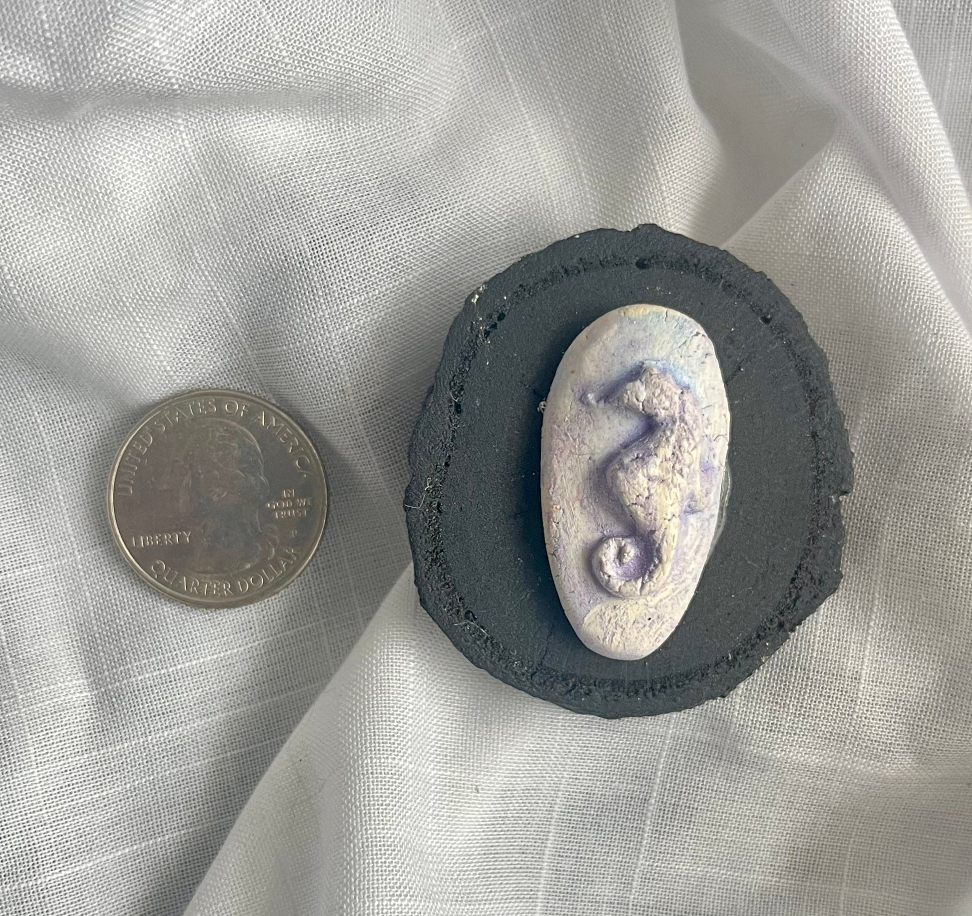 Seahorse Magnet - Blue & Purple Wood and Clay Magnet - Rainbow In The Pines