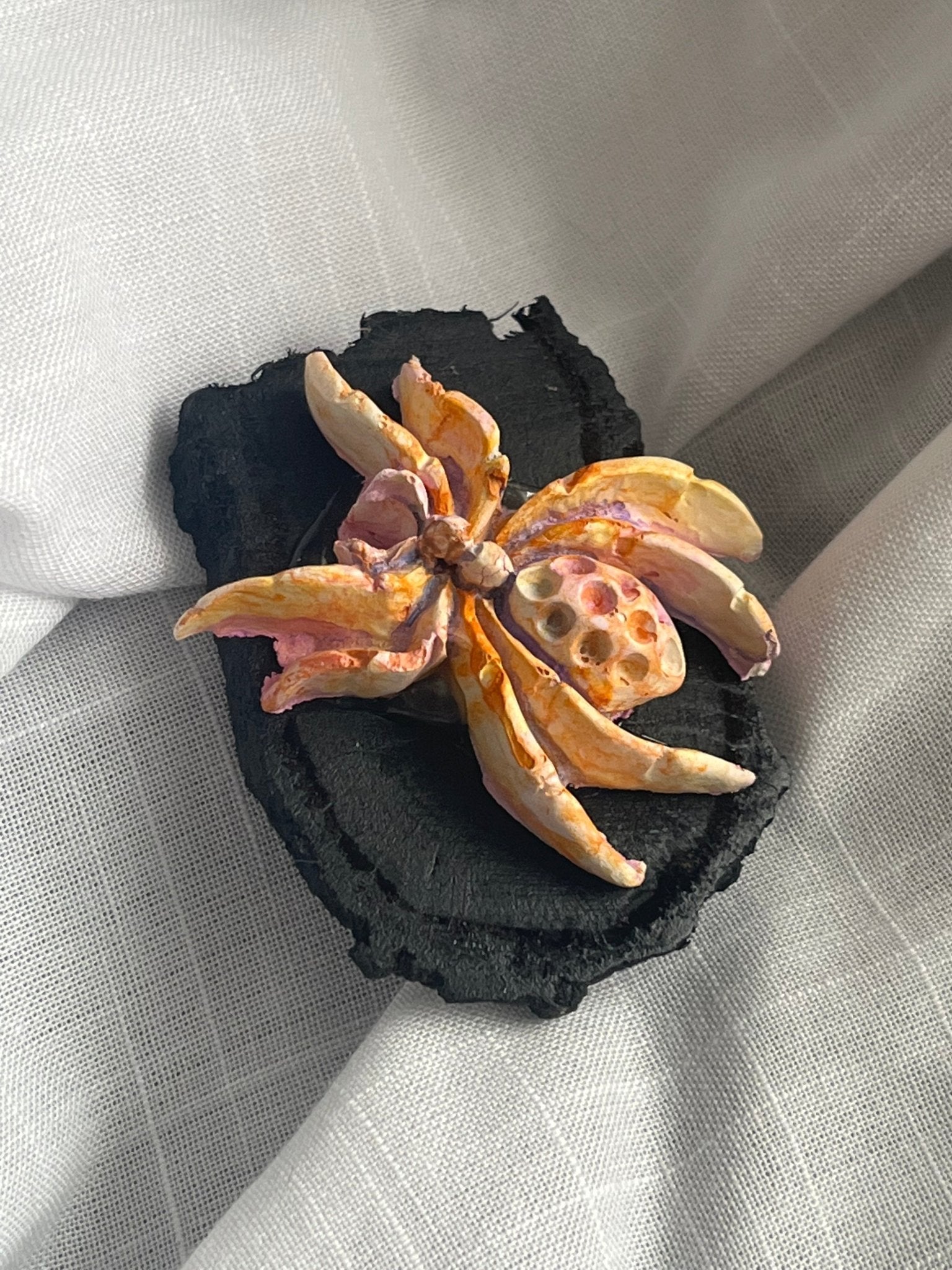 Spider Magnet 2 Wood and Clay Magnet - Rainbow In The Pines