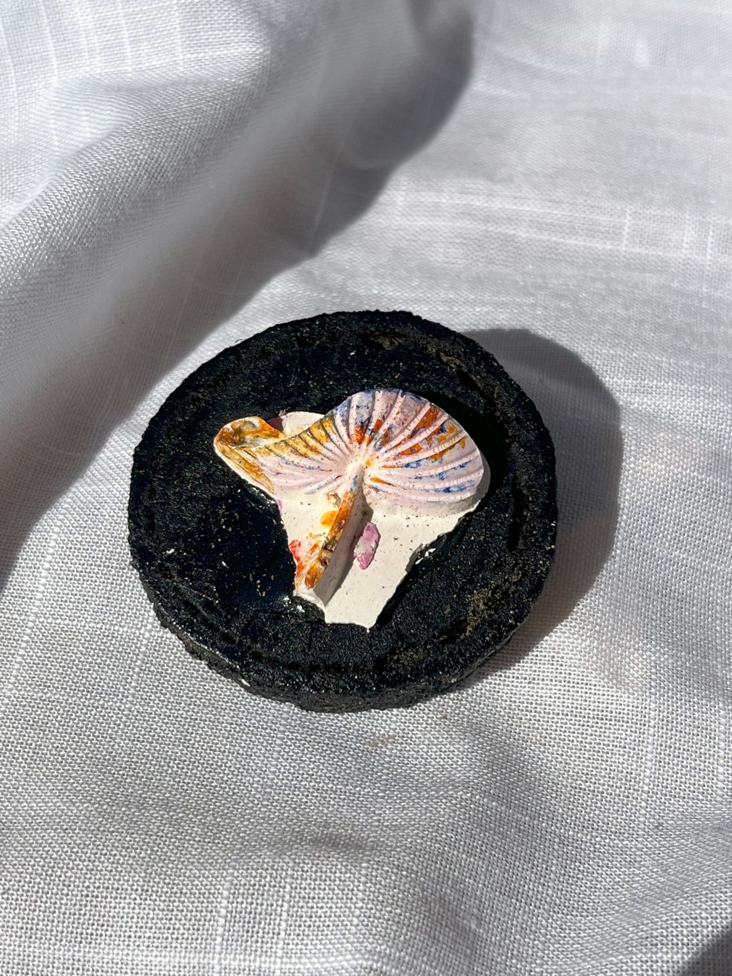 Trippy Mushroom Magnet Wood and Clay Magnet - Rainbow In The Pines