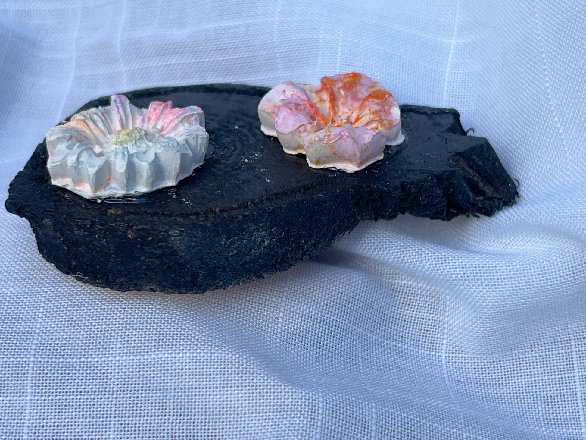 Watercolor Flowers Magnet Wood and Clay Magnet - Rainbow In The Pines